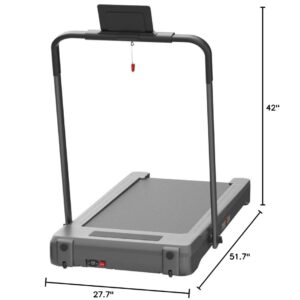 THERUN Under Desk Treadmill, Folding 2 in 1 Treadmill 265 lb Capacity 3.0 HP 18.13 Inch Widen Running Belt Walking Pad with APP Control, Remote Control for Home, Office (Silver-Gray)