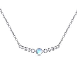 CRMAD Moon Phase Necklace Sterling Silver Moonstone Pendant Mother's Day Gifts for Mom (moon phase)