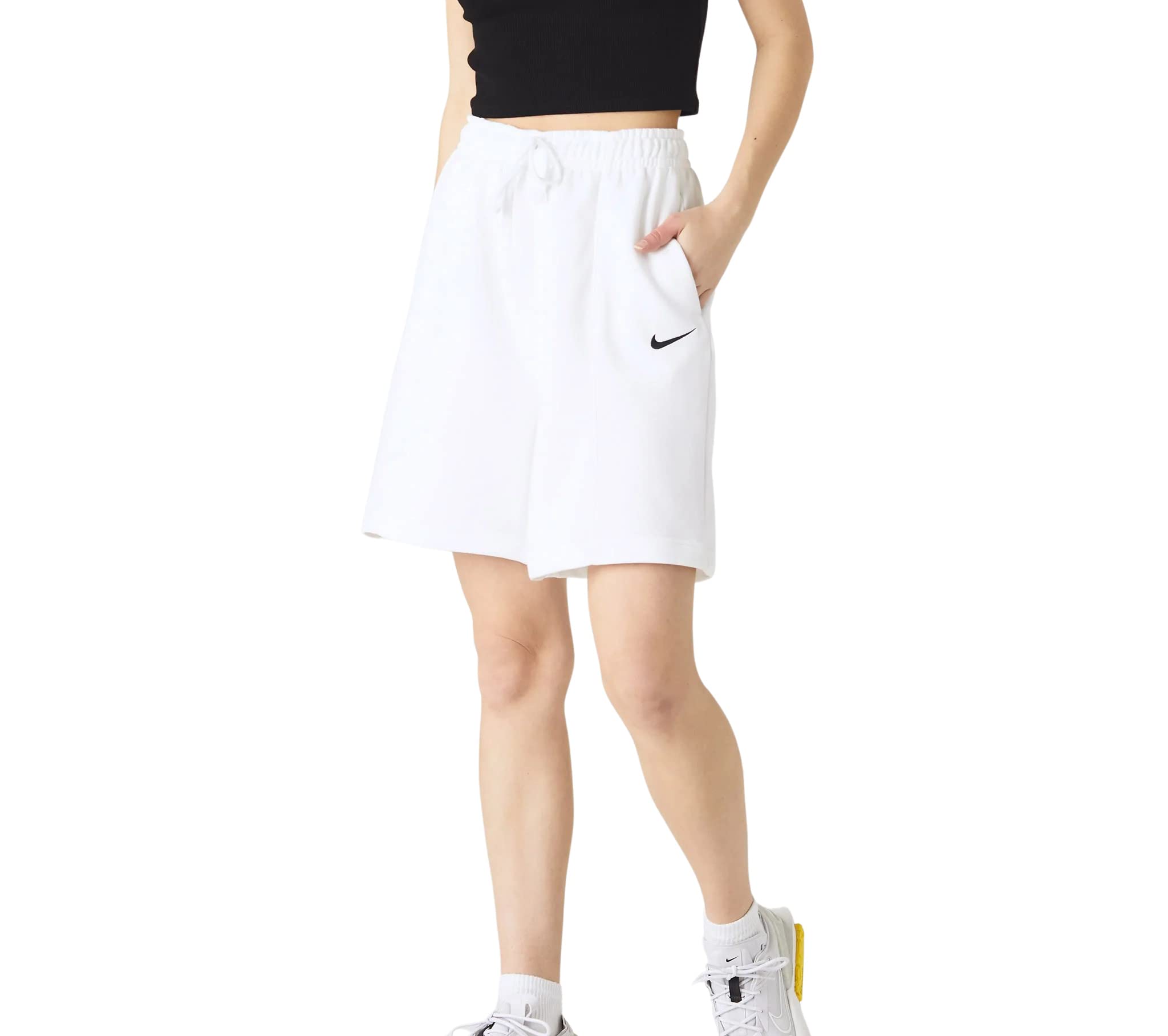 Nike Women's Sweat Shorts (as1, Alpha, s, Regular, Regular, Small) White