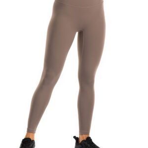 Ukaste Women's Studio Essential High-Rise Yoga Leggings 25" - Soft Stretch Workout Active Tights Pants (Desert Taupe, 4)