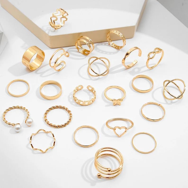 Harry and Henry Gold Rings for Teen Girls Trendy Stuff Gold Stackable Rings for Women Simple Star Moon Knuckle Rings Set Boho Rings Cute Stuff for Teen Girls Gifts Birthday Gifts for Women