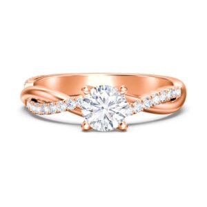 Solid Gold Moissanite Engagement Ring for Women 10K/14K/18K Gold Twisted Wedding Band, 1.45cttw-2.45cttw Moissanite Eternity Rings, Size 5-12 (Round-Cut, 18K Solid Gold)