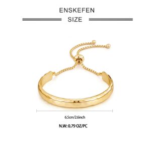 ENSKEFEN 14K Gold Bracelets for Women Gold Bangles Adjustable Slider Bracelet Bangle Bracelets for Women Gold Dainty Cuff Bracelet Minimalist Jewelry