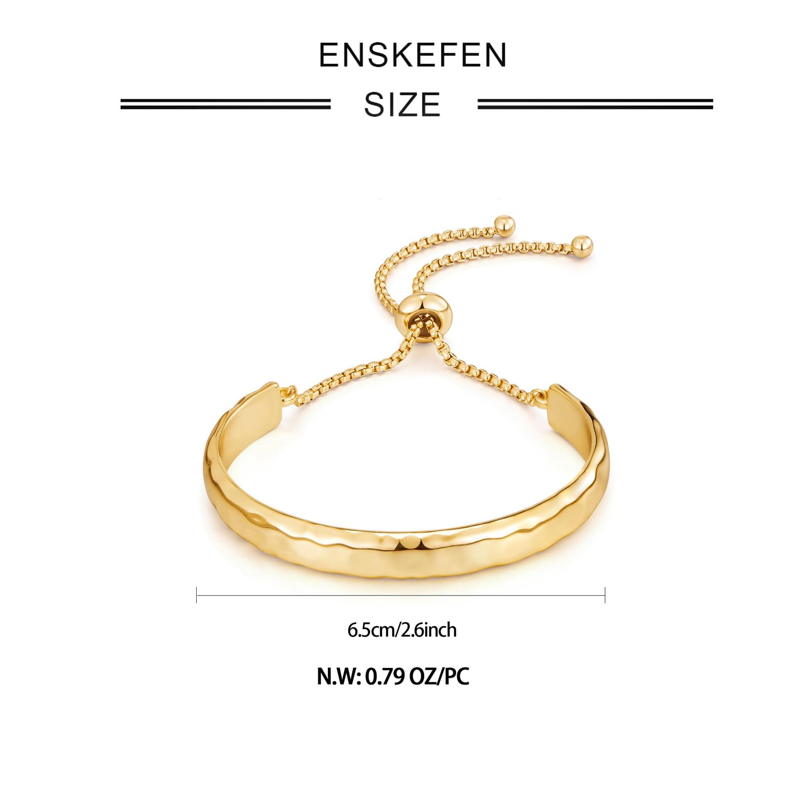 ENSKEFEN 14K Gold Bracelets for Women Gold Bangles Adjustable Slider Bracelet Bangle Bracelets for Women Gold Dainty Cuff Bracelet Minimalist Jewelry