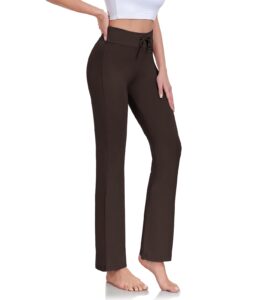 adaniki women's long modal comfy drawstring trousers loose straight-leg for yoga running sporting (coffee, m)