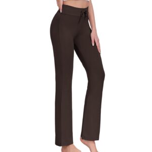 ADANIKI Women's Long Modal Comfy Drawstring Trousers Loose Straight-Leg for Yoga Running Sporting (Coffee, M)