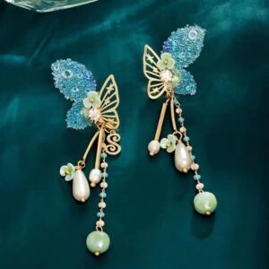 Earring S925 Silver Needle Pearl Long Tassel Earring Butterfly 2022 New