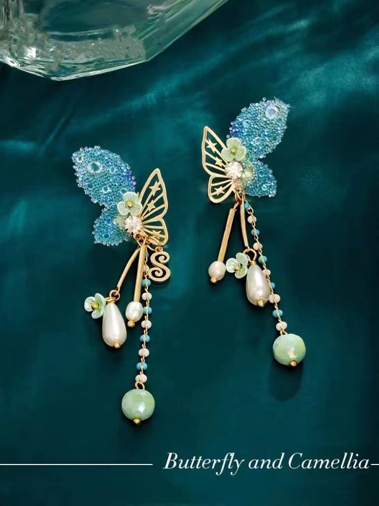 Earring S925 Silver Needle Pearl Long Tassel Earring Butterfly 2022 New