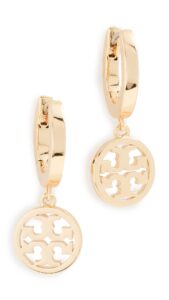 tory burch women's miller huggie hoop earrings, tory gold, one size