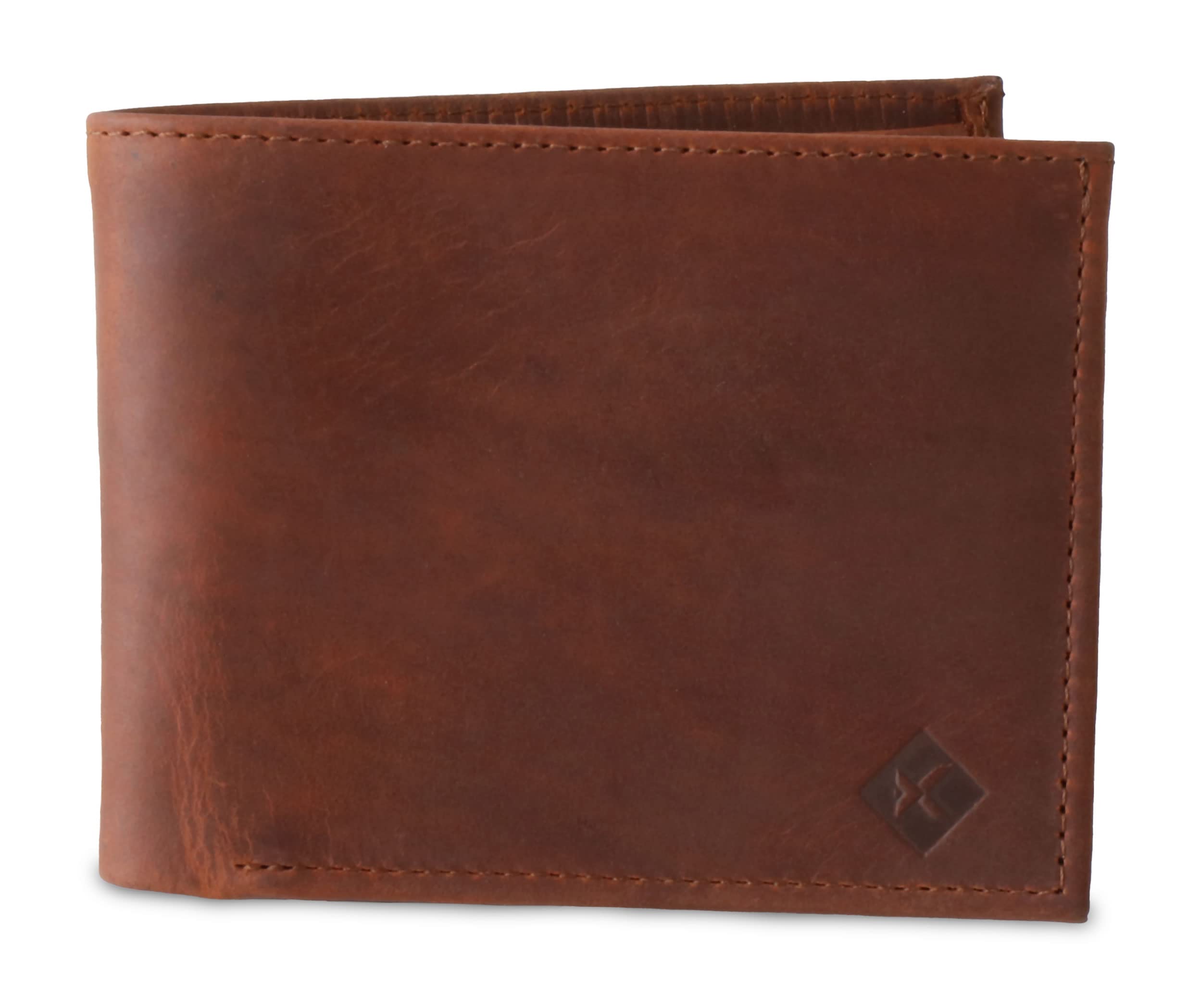 Kolossus Wallet for Men, Full Grain Leather, Minimalist Slim, RFID Blocking, Billfold with 6 Card Slots (Brown)