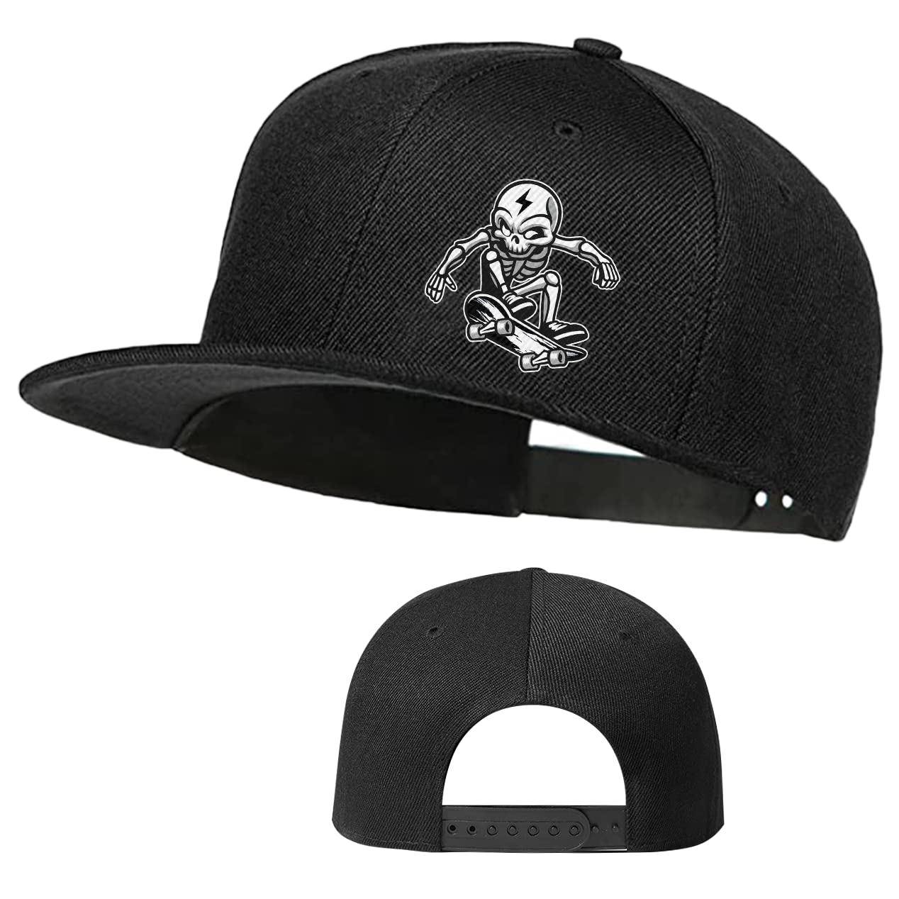 Skull Hat Skeleton Hand Skateboard Snapback Hats for Men Flat Bill Hats for Boy Adjustable Baseball Cap for Teens Youth Hip Hop Outdoor Sports