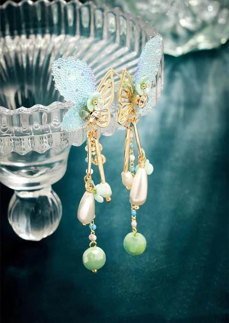 Earring S925 Silver Needle Pearl Long Tassel Earring Butterfly 2022 New