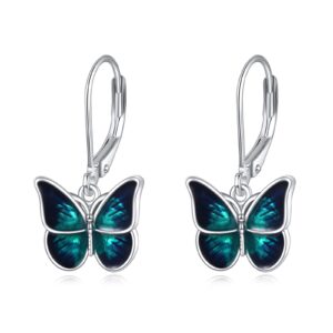 Vadmans Butterfly Leverback Earrings Sterling Silver Dangle Drop Earrings Jewelry Gifts for Women