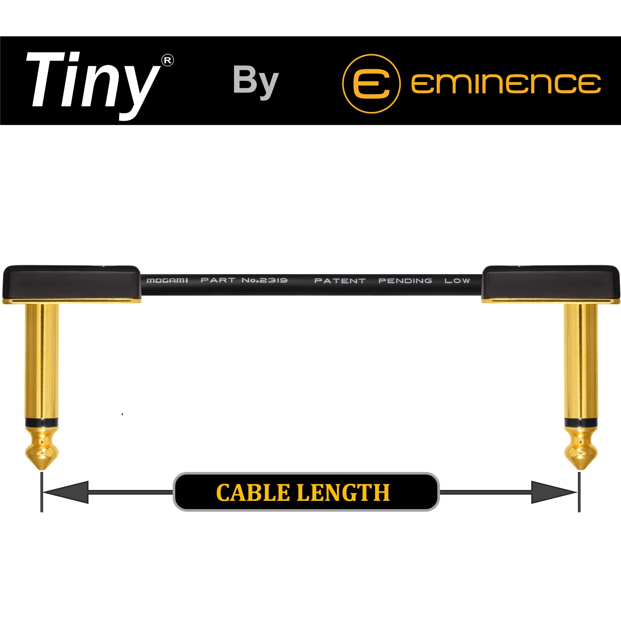 WORLDS BEST CABLES 6 Units - 6 Inch - Pedal, Effects, Patch, Instrument Cable Custom Made Using Mogami 2319 Wire & Eminence Tiny Gold Plated Angled TS Connectors