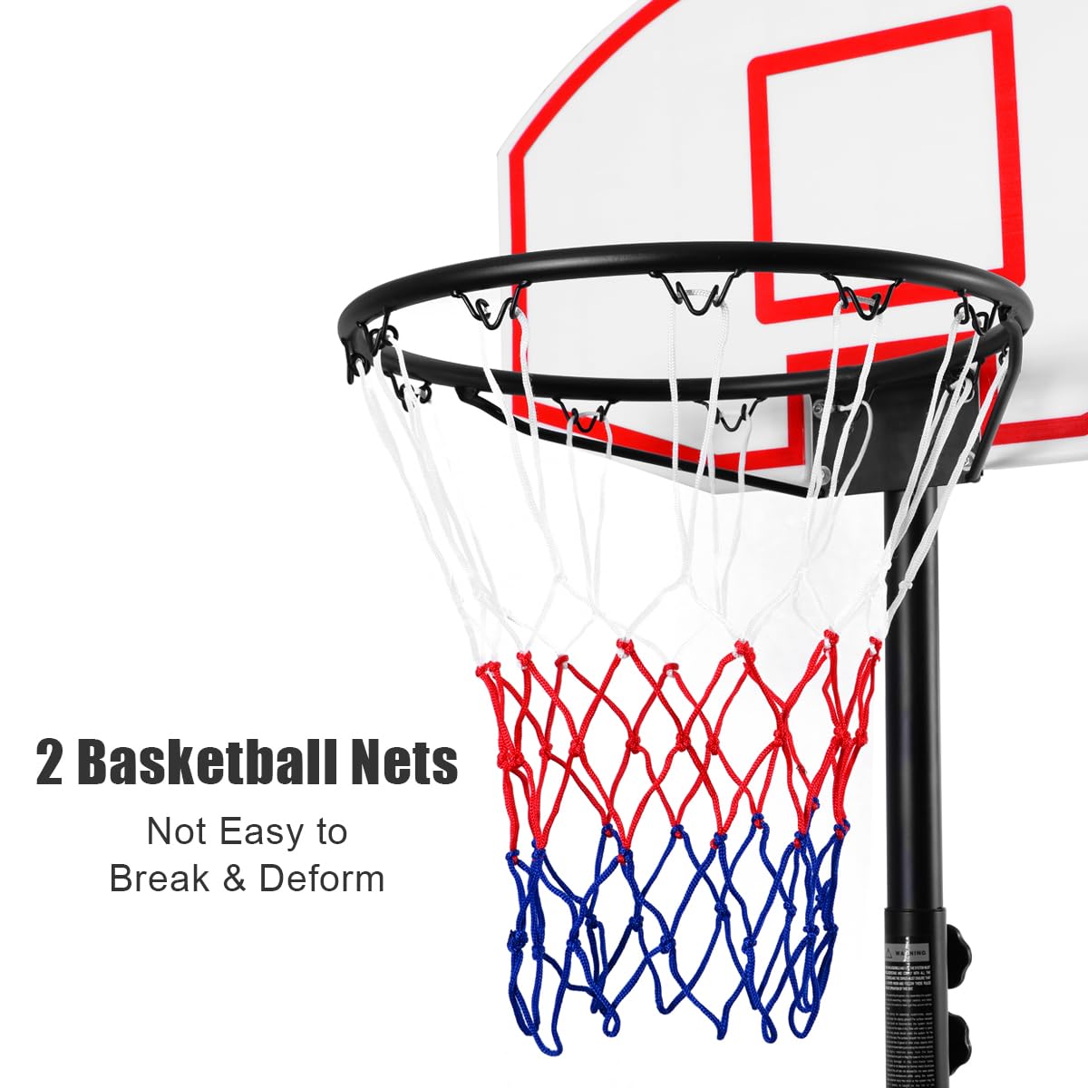 Goplus Portable Basketball Hoop, 7.1FT-8.1FT Height Adjustable Basketball Goal System with 28" Shatterproof Backboard, 2 Nets,16.5" Rim, Wheels, Indoor Outdoor Basketball Stand for Kids Teens Adults