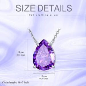 OJK Teardrop Amethyst Choker Necklace Sterling Silver Crushed Ice Pendant Necklace February Birthstone Jewelry Birthday Christmas Anniversary Valentines Mothers Day Gitfs for Women Girls Her