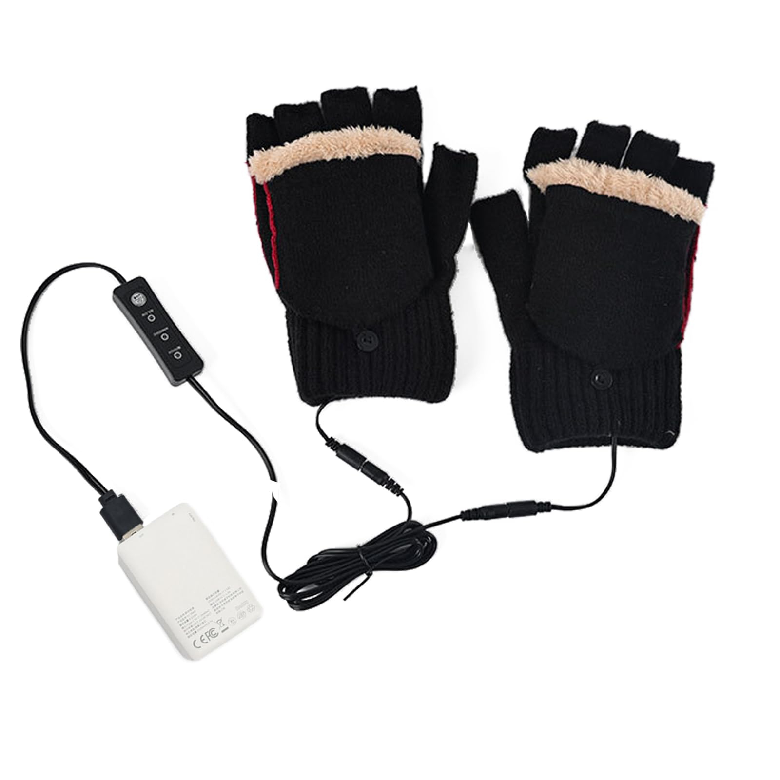 Heated Gloves for Women,Rechargeable Full & Half Hands Electric Gloves Heated Fingerless Touchscreen Gloves Heated Winter Hand Warmer（Black）