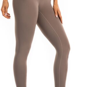 Ukaste Women's Studio Essential High-Rise Yoga Leggings 25" - Soft Stretch Workout Active Tights Pants (Desert Taupe, 4)