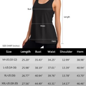 Kimmery Racerback Tank Tops for Women Loose Fit Athletic Workout Yoga Sports Running Hiking Tanktops Summer Moisture Wicking Sleeveless Shirts White XL