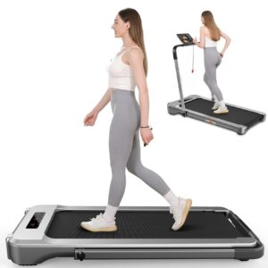 therun under desk treadmill, folding 2 in 1 treadmill 265 lb capacity 3.0 hp 18.13 inch widen running belt walking pad with app control, remote control for home, office (silver-gray)