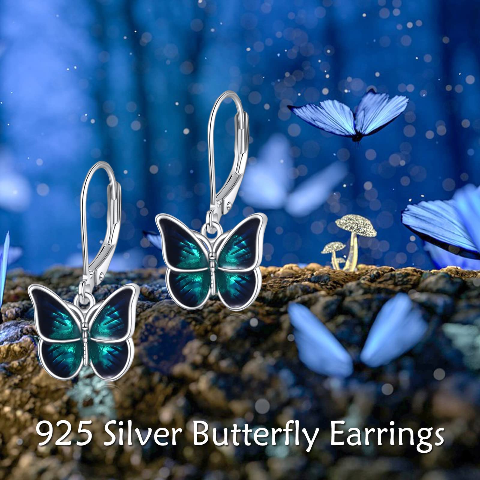 Vadmans Butterfly Leverback Earrings Sterling Silver Dangle Drop Earrings Jewelry Gifts for Women