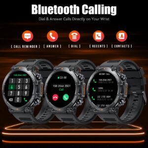 Military Smart Watches for Men Make Call 1.39" HD Big Screen Fitness Tracker Rugged Tactical Smartwatch Compatible with iPhone Samsung Android Phones Heart Rate Sleep Monitor Sports Watch