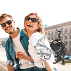 YFN Dragon Necklace Sterling Silver Yin Yang Dragon Pendant Matching Jewelry for 2 Gifts for Couple Friends Women Men