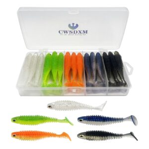 CWSDXM Soft Fishing Lures, 6.5cm/8cm Paddle Tail Swimbaits Soft Plastic Lures Kit for Bass Trout Walleye Crappie 30pcs/45pcs…