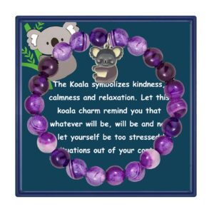 partner koala lover gift koala spirit animal gift koala bracelet koala charm jewelry inspiration gift for friend (purple)