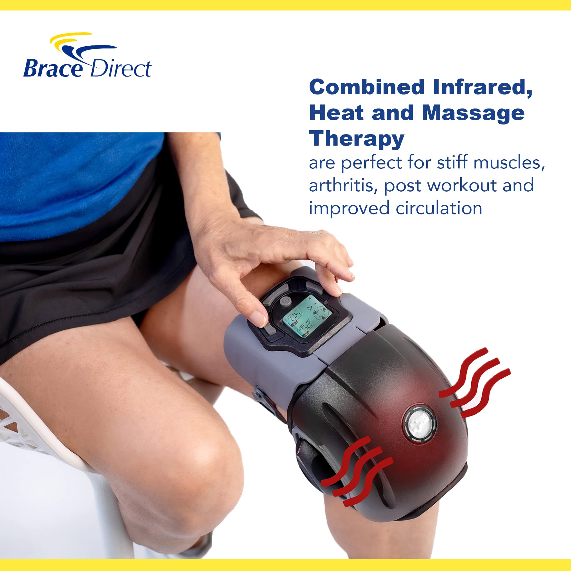 Brace Direct OA Unloader Brace + Heated Knee Massager- Complete Knee Pain Relief Bundle- For Osteoarthritis, Arthritis, Knee Injury, Stiffness