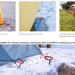 Tent Stakes, 4 Pcs Ice Nail Ground Nail Threaded Peg Nail Tent Fixer Accessory Tent Nail Ice Fishing Anchors Tool for Outdoor Camping Tent Ice Fishing Shelter Stake (Black R)