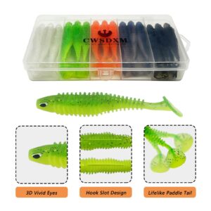 CWSDXM Soft Fishing Lures, 6.5cm/8cm Paddle Tail Swimbaits Soft Plastic Lures Kit for Bass Trout Walleye Crappie 30pcs/45pcs…