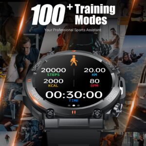 Military Smart Watches for Men Make Call 1.39" HD Big Screen Fitness Tracker Rugged Tactical Smartwatch Compatible with iPhone Samsung Android Phones Heart Rate Sleep Monitor Sports Watch