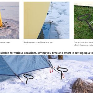 Tent Stakes, 4 Pcs Ice Nail Ground Nail Threaded Peg Nail Tent Fixer Accessory Tent Nail Ice Fishing Anchors Tool for Outdoor Camping Tent Ice Fishing Shelter Stake (Black L)