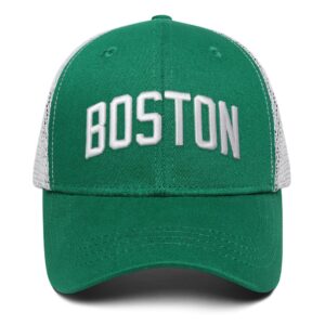 chsetes boston hat for men unisex mesh hat trucker hats dad hat baseball cap adjustable snapback golf hat women green