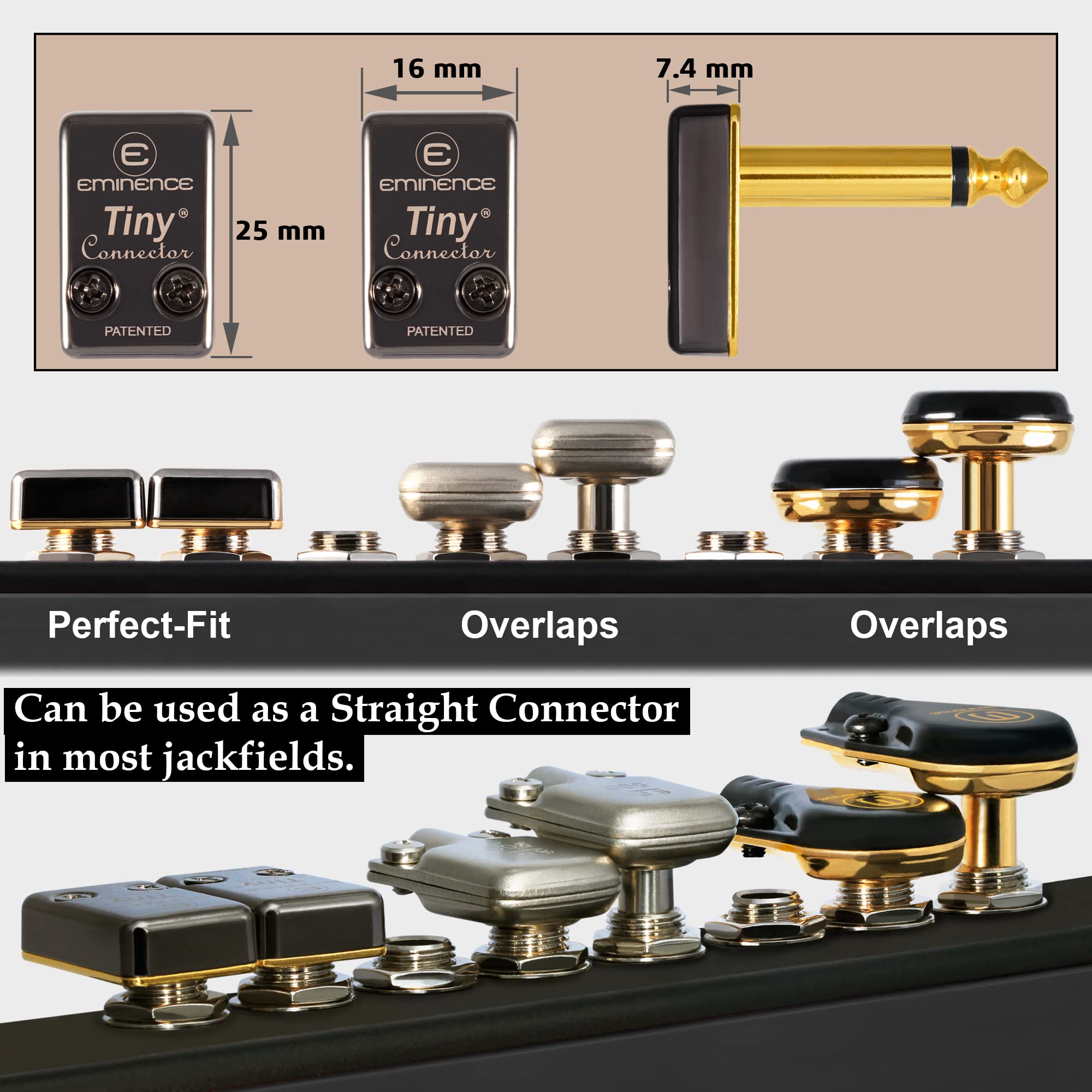 WORLDS BEST CABLES 6 Units - 6 Inch - Pedal, Effects, Patch, Instrument Cable Custom Made Using Mogami 2319 Wire & Eminence Tiny Gold Plated Angled TS Connectors