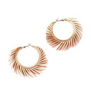 olivia welles willow chunky gold hoop earrings, colorful fringe spiral womens hoop earrings fashion jewelry for any event (gold)