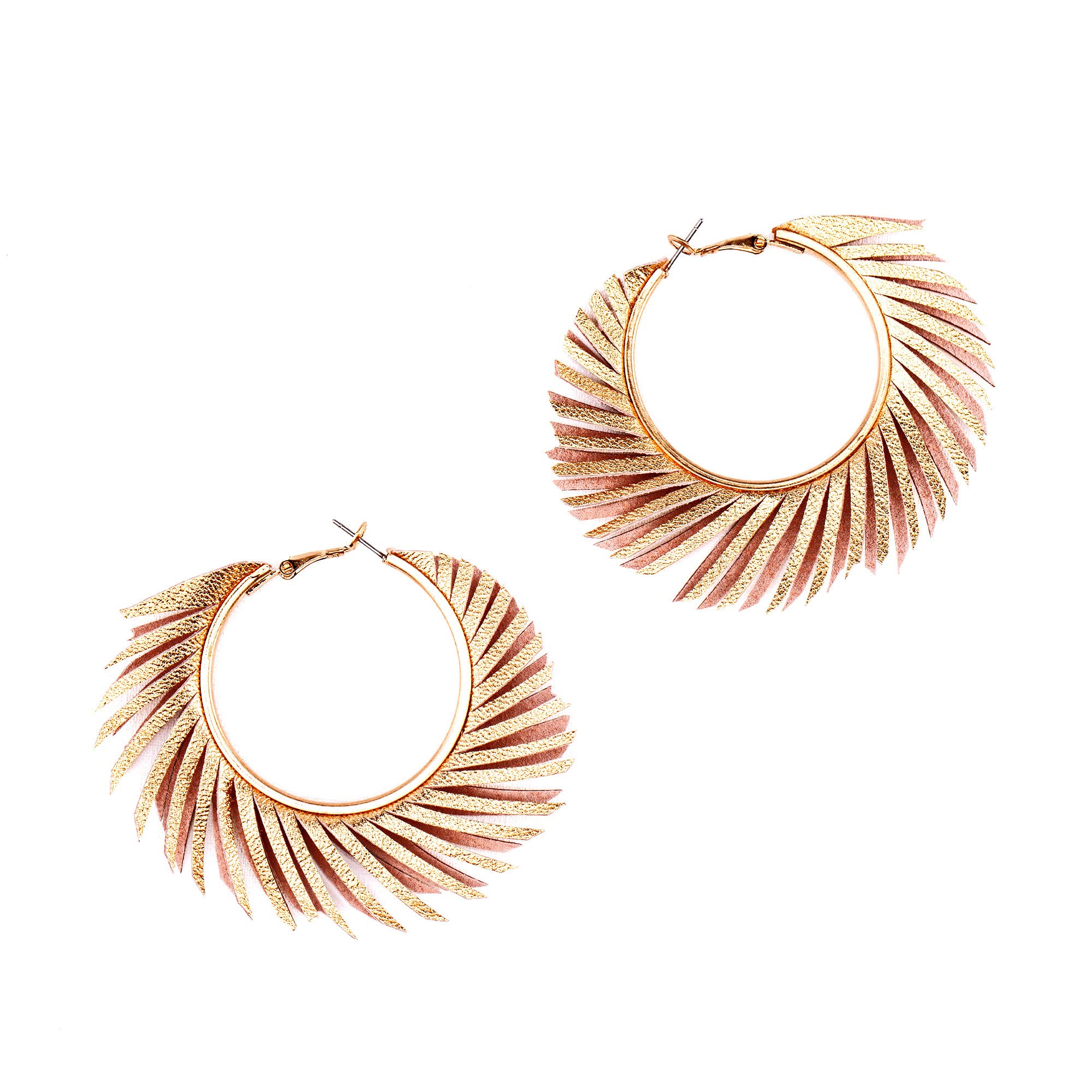 Olivia Welles Willow Chunky Gold Hoop Earrings, Colorful Fringe Spiral Womens Hoop Earrings Fashion Jewelry for Any Event (Gold)