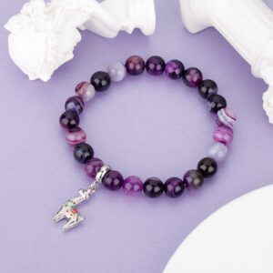 Llama Gifts for Women Mama LLama Bracelet,Purple Agate Beads Llama Charm,Llama Birthday Gift Alpaca Gifts for Llama Lovers (Purple Mama Llama)