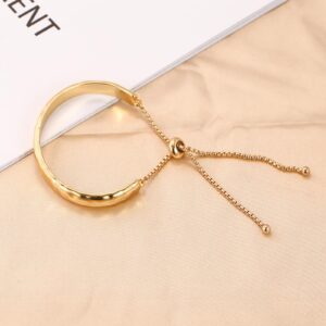 ENSKEFEN 14K Gold Bracelets for Women Gold Bangles Adjustable Slider Bracelet Bangle Bracelets for Women Gold Dainty Cuff Bracelet Minimalist Jewelry