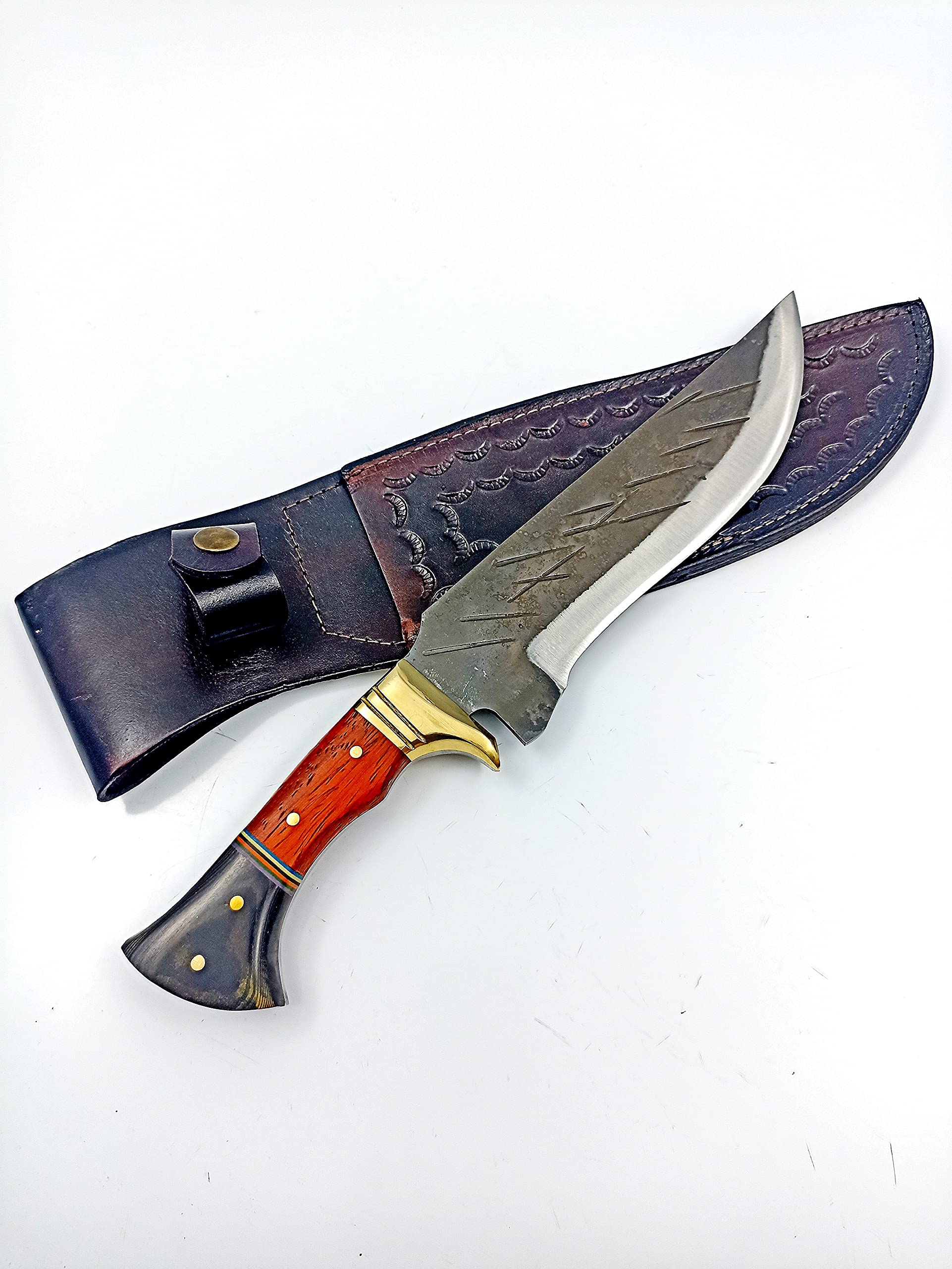 14.56" Forged Steel Bowie Knife with Leather Case , Handmade Hunting Knife For Men , Camping Knife , Utility Knife , Full Tang Blade Knife , Tactical Fixed Blade