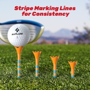 SAPLIZE Reinforced Thick Plastic Golf Tees 50 Pack (3-1/4"), More Stable Golf Tees, Reduce Friction & Side Golf Plastic Tees, Orange