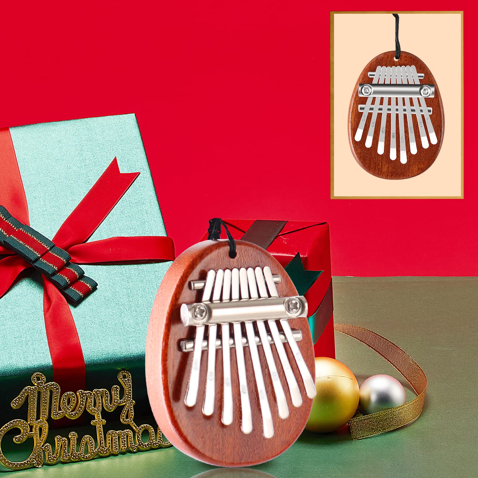 EASTROCK 8 Key Mini Kalimba, Finger Thumb Piano with Accessory Pendant Gift, Exquisite Finger Piano Ornaments Christmas Gift for Kid Adult Beginners