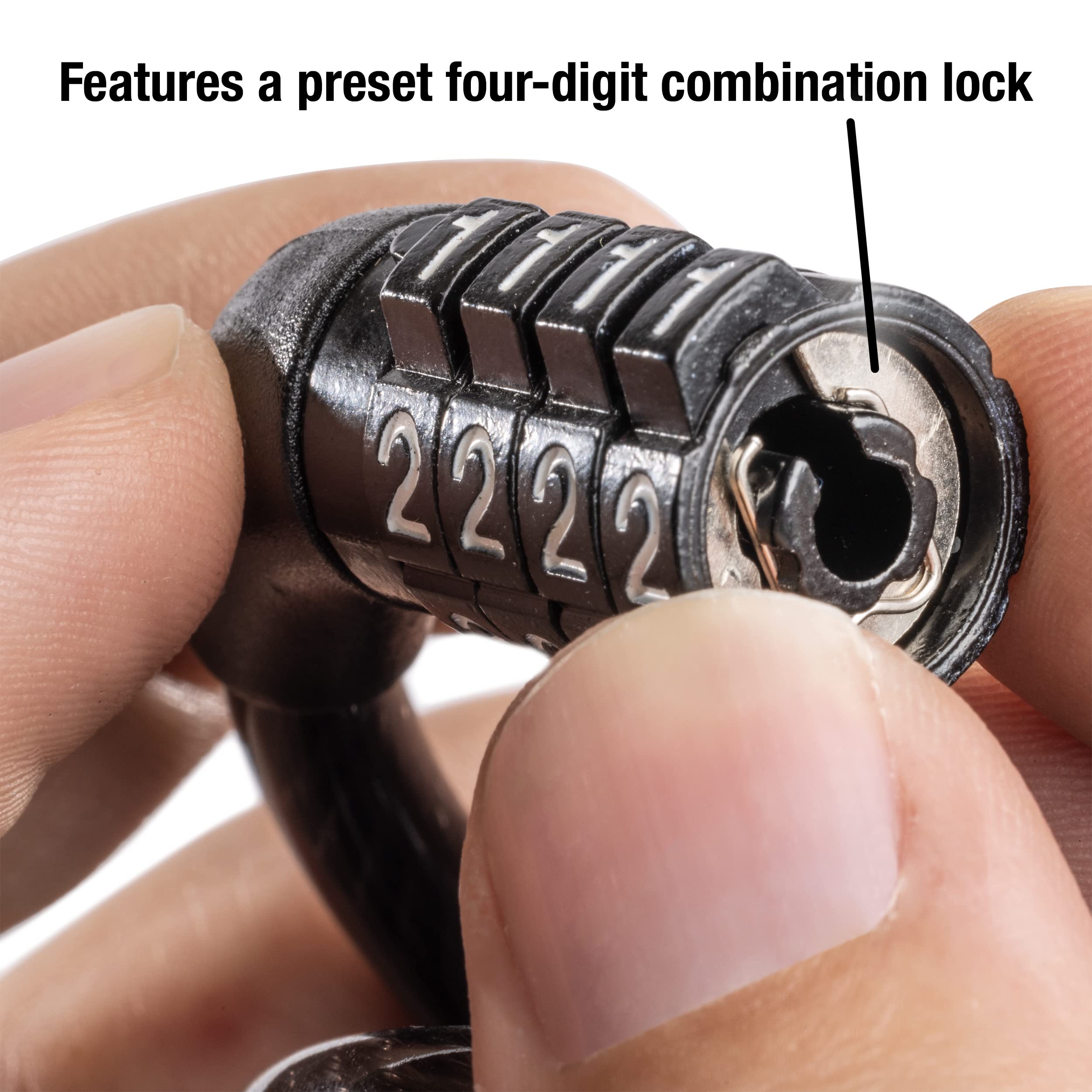 Master Lock Cable Lock, Set Your Own Combination Bike Lock, 6 ft. Long, 8122D, Black & Bike Lock Cable, Combination Bicycle Lock, Cable Lock for Outdoor Equipment, 8143D