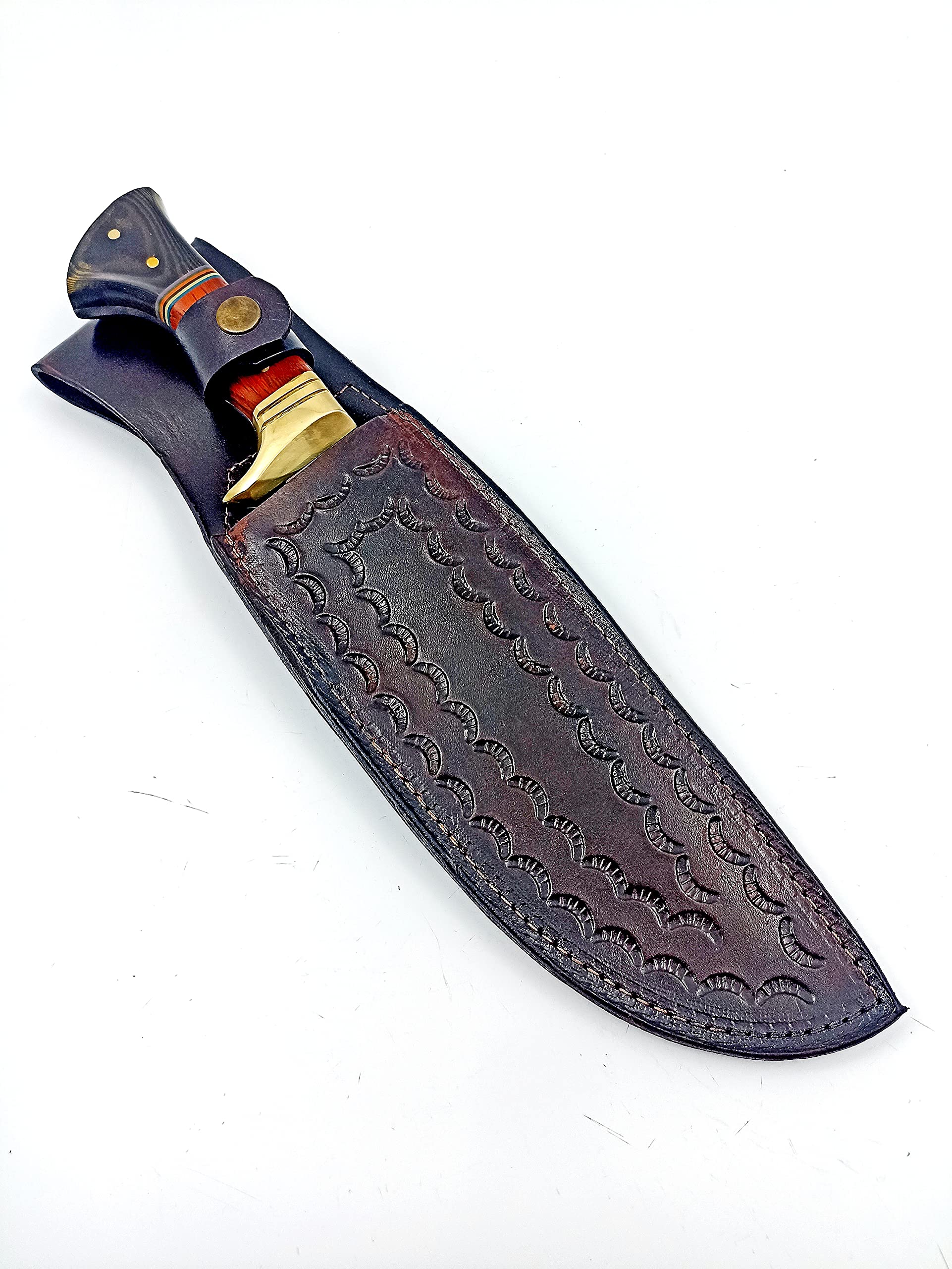 14.56" Forged Steel Bowie Knife with Leather Case , Handmade Hunting Knife For Men , Camping Knife , Utility Knife , Full Tang Blade Knife , Tactical Fixed Blade