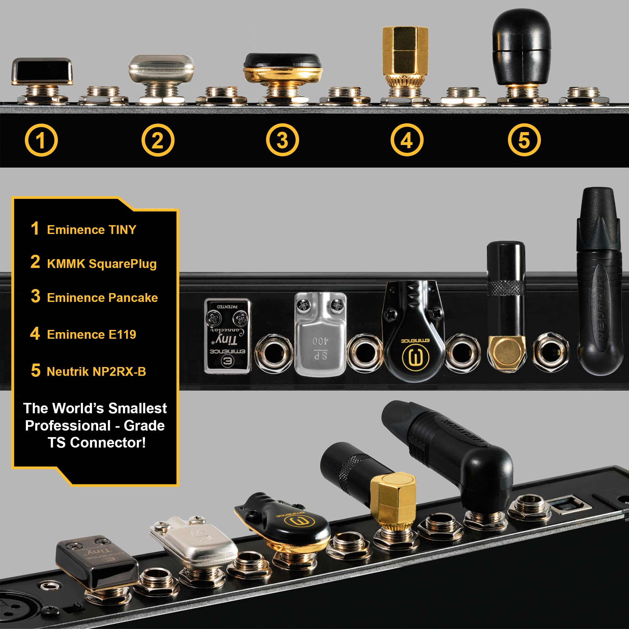 WORLDS BEST CABLES 6 Units - 6 Inch - Pedal, Effects, Patch, Instrument Cable Custom Made Using Mogami 2319 Wire & Eminence Tiny Gold Plated Angled TS Connectors