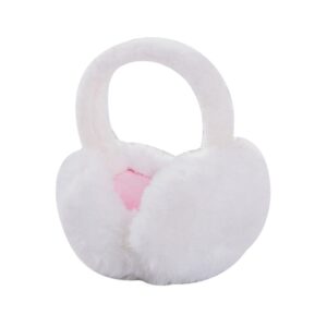 Surakey Girl Earmuffs Winter Foldable Adjustable Ear Covers Soft Plush Ear Muff Warmer Fleece Lining for Home Outdoor (White)