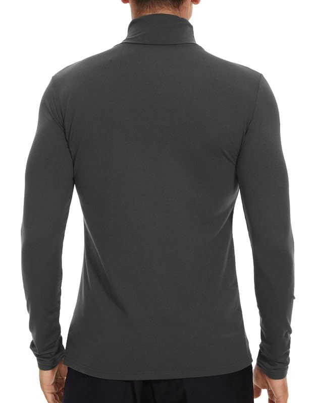 SIMIYA Mens Turtleneck Long Sleeve Shirts, Slim Fit Thermal Turtleneck for Men Basic Lightweight Thermal Underwear Top Grey