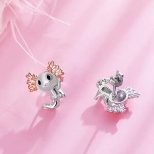 925 Sterling Silver Axolotl Earrings for Women - Axolotl Stud Earrings Animal Hypoallergenic Studs Mexican Salamander Earring, Cute Jewelry Birthday Presents for Daughter