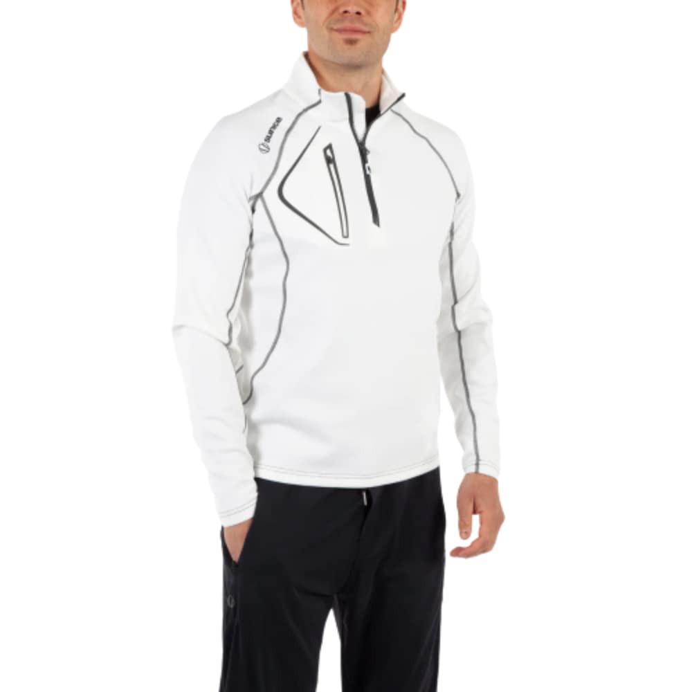 Sunice Mens Allendale 2.0 Water Repellant Golf Pullover - Pure White/Charcoal XL